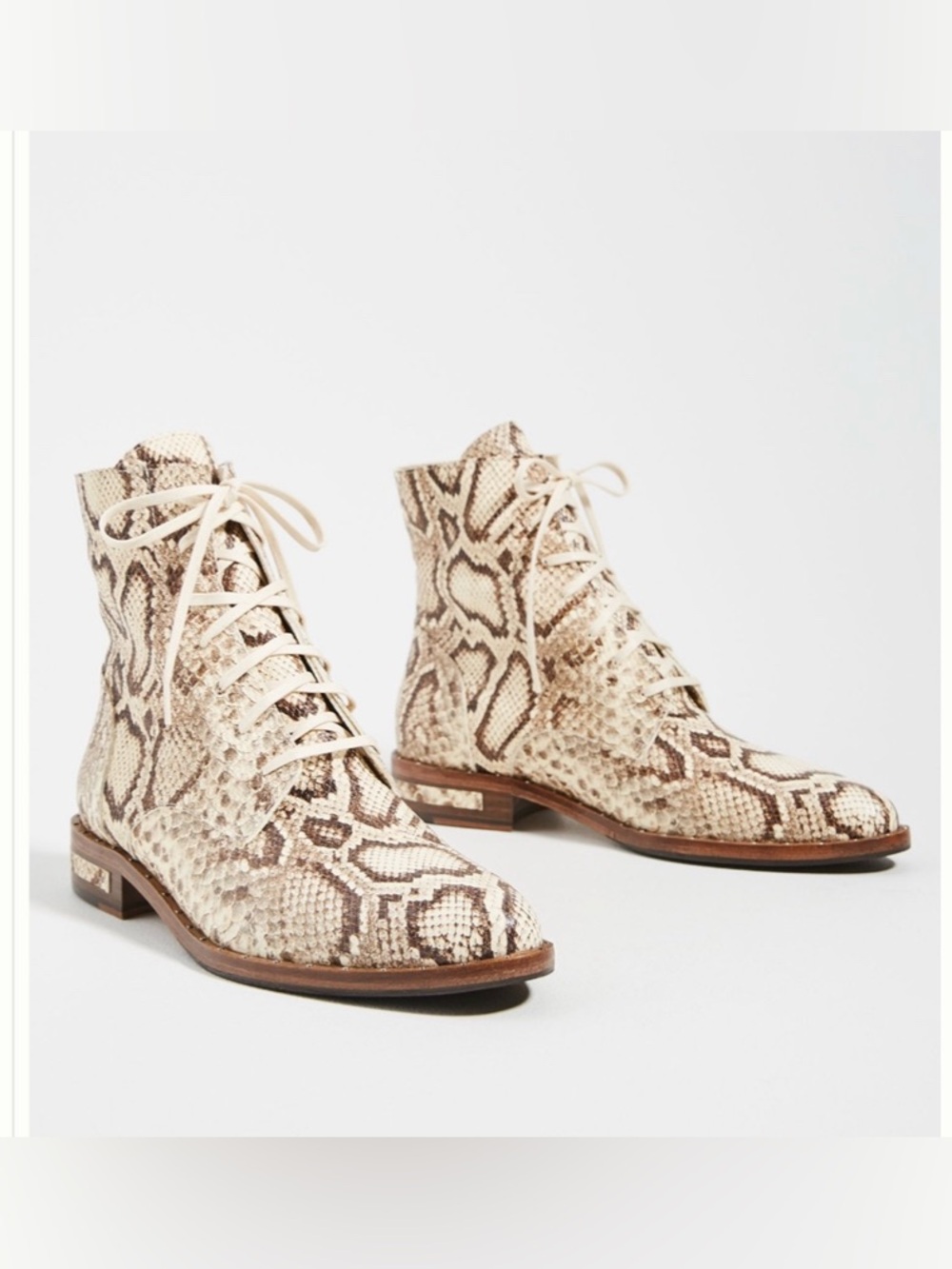 Freda Salvador Ralf Lace-Up Snakeskin Leather Ankle Boots Size 10